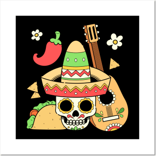 Cinco De Mayo Skull Posters and Art